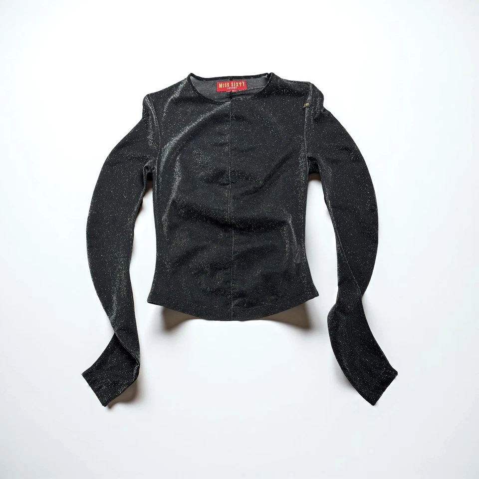 Blusa Top Miss Sixty Luxury Y2K Vintage Transparente Brillo Elástica Talla L Foto 2 de 4