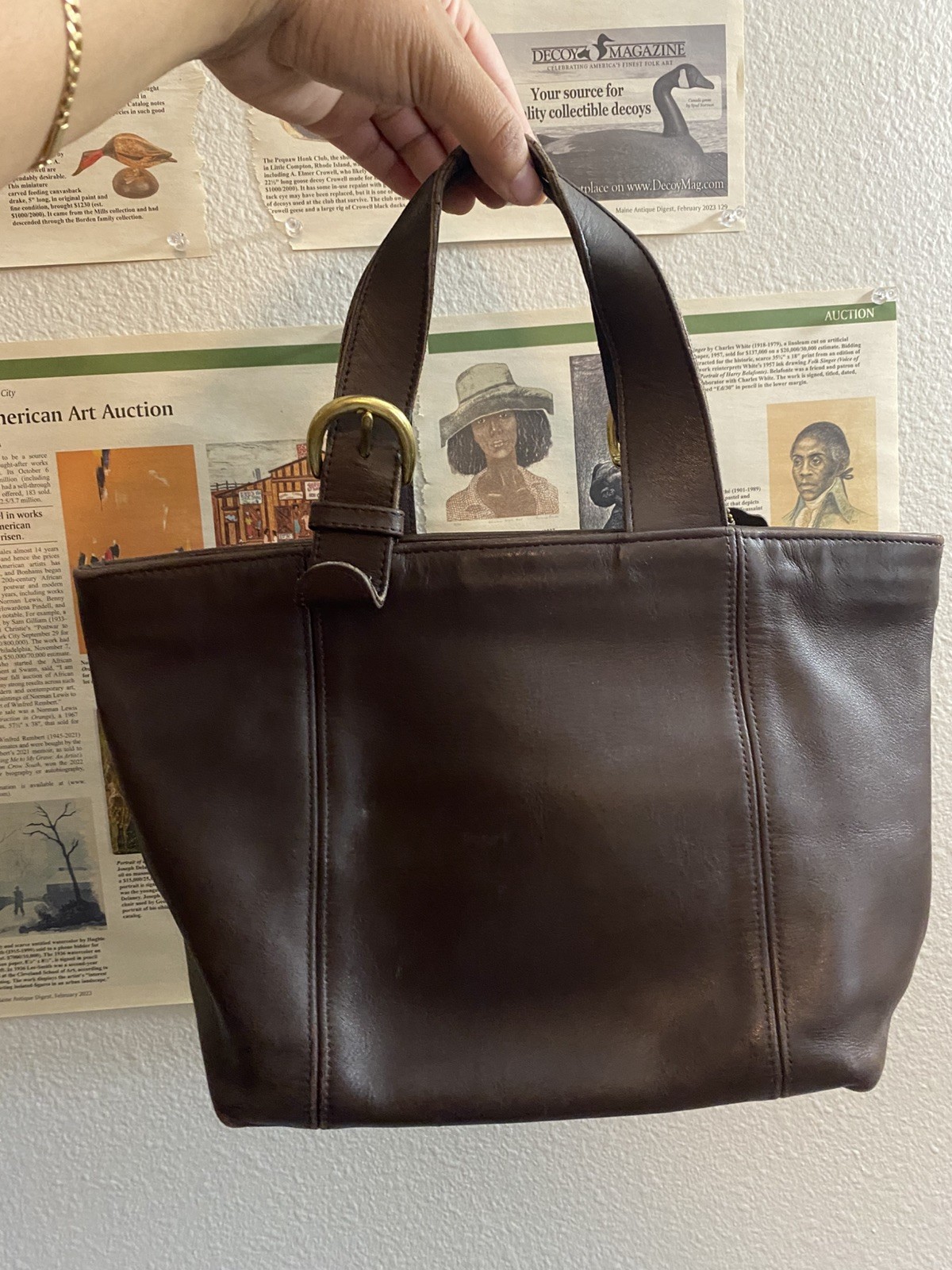 1996 Authentic COACH Waverly Bag 4133 Dark Brown Leat… - Gem