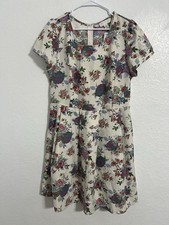 FOREVER 21 Womens Plus 2X White Floral Midi Dress Short Sleeve New #100