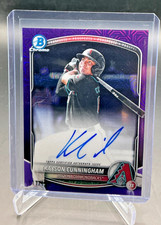 2025 Bowman Chrome KAYSON CUNNINGHAM Purple Mojo Refractor AUTO 111/199 Diamondb