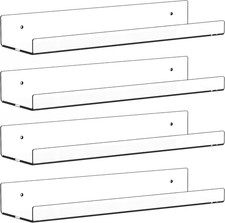 4 Pack Clear Acrylic Shelves for Wall with Adhesive,15 Inch No Drill Floating Sh