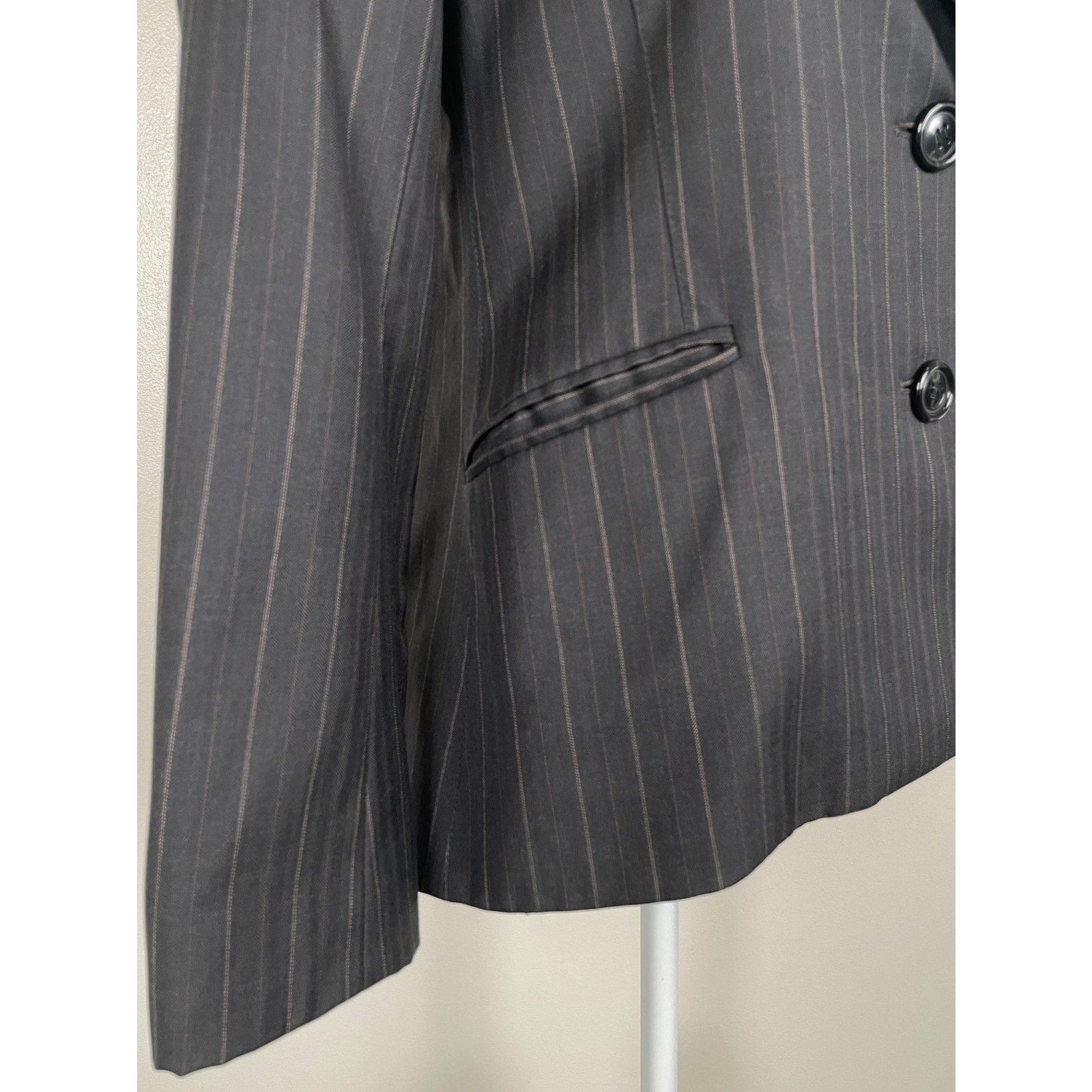 Lafayette 148 Wool Blazer Dark Gray Women’s 4 Petite Pinstripe Detail Office