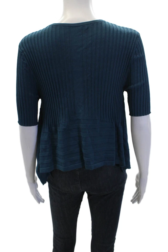 Blusa asimétrica acanalada de manga corta para mujer Opening Ceremony verde azulado talla M Foto 3 de 4