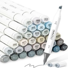 36 Gray Alcohol Markers Dual Tip Chisel Fine ...