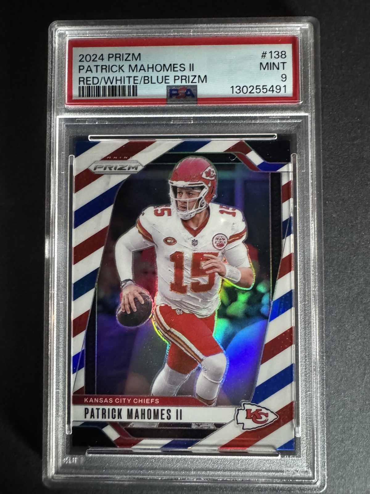 2024 Prizm Patrick Mahomes II #138 Red White Blue Prizm PSA 9 Mint CHIEFS