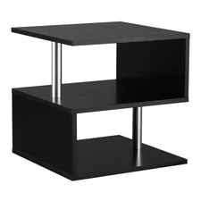 Side Table Modern S-shaped Accent Table with Three Landings for Storage