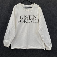 Camiseta blanca Justin Bieber Forever Purpose Tour 2017 para hombre talla XL manga larga