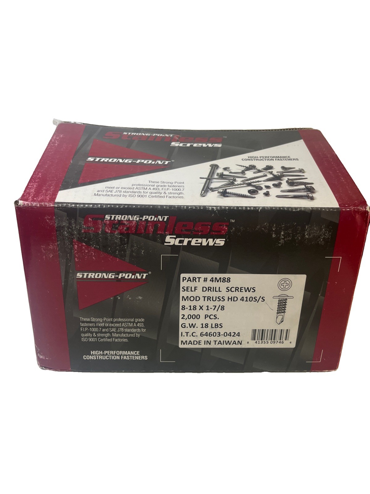 #8 x 1-7/8" PHILLIPS MODIFIED TRUSS HEAD 410SS S/S SCREWS 2,000ct New 18Lbs