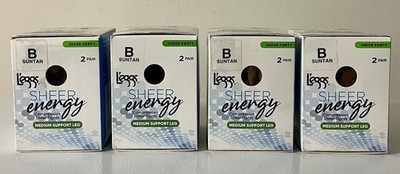 L'eggs Sheer Energy Medium Support Compression Tights Size B Suntan  8 Pair