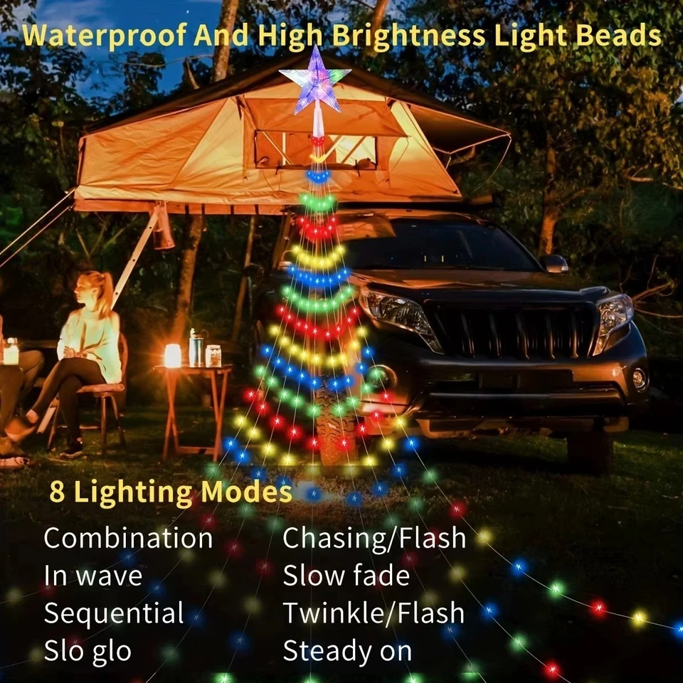 Christmas Tree Top Star Waterfall String Lights 282 LED Home Decorations - Image 4 of 4