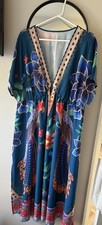 Size 20-22 Summer Plus Size V-Neck Batwing Sleeve Tropical Printed Dress