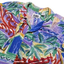 80s Vintage Islander Abstract Tiki Tropical Floral Hawaiian Shirt Mens L