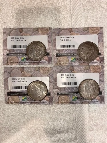 1885, 1886, 1900, 1900-O Lot Of 4 MORGAN SILVER  DOLLAR XTRA FINE #2 QUALITY