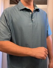 Hickey Freeman Golf Polo Shirt Mens Size XL Striped Short Sleeve EUC