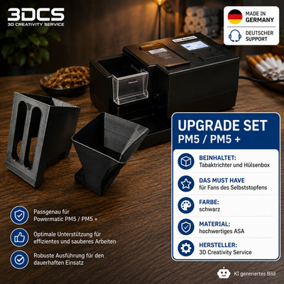 2-in-1 Upgrade Set passend für Powermatic 5 PM5 Plus XXL Trichter Hülsenbox ASA