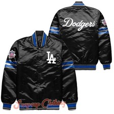 Unisex LA Dodgers World Series Champions Black Satin Baseball FansVarsity Jacket