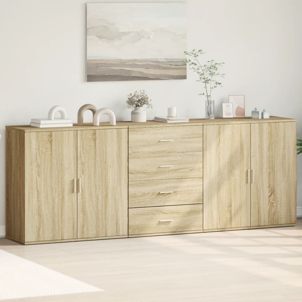 Credenze 3 pz Rovere Sonoma in Legno Multistrato 2805561