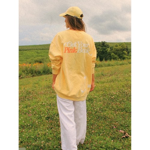 Get Your Pink Back® Feather Line Yellow Crewneck