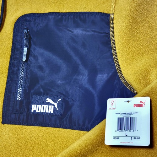 NWT Puma Polar Fleece Hooded Full Zip Jacket Bone Brown Men’s LARGE MSRP $110 - Picture 6 of 7