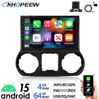 4+64GB Car Radio Stereo Apple Carplay GPS Navi For Jeep Wrangler 3 JK 2011-2014