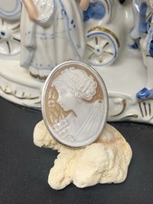 Kamee muschel brosche mit silber