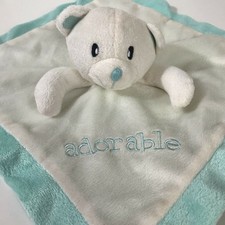 Mini Bean Adorable Bear Lovey Mint Green White Baby Security Blanket