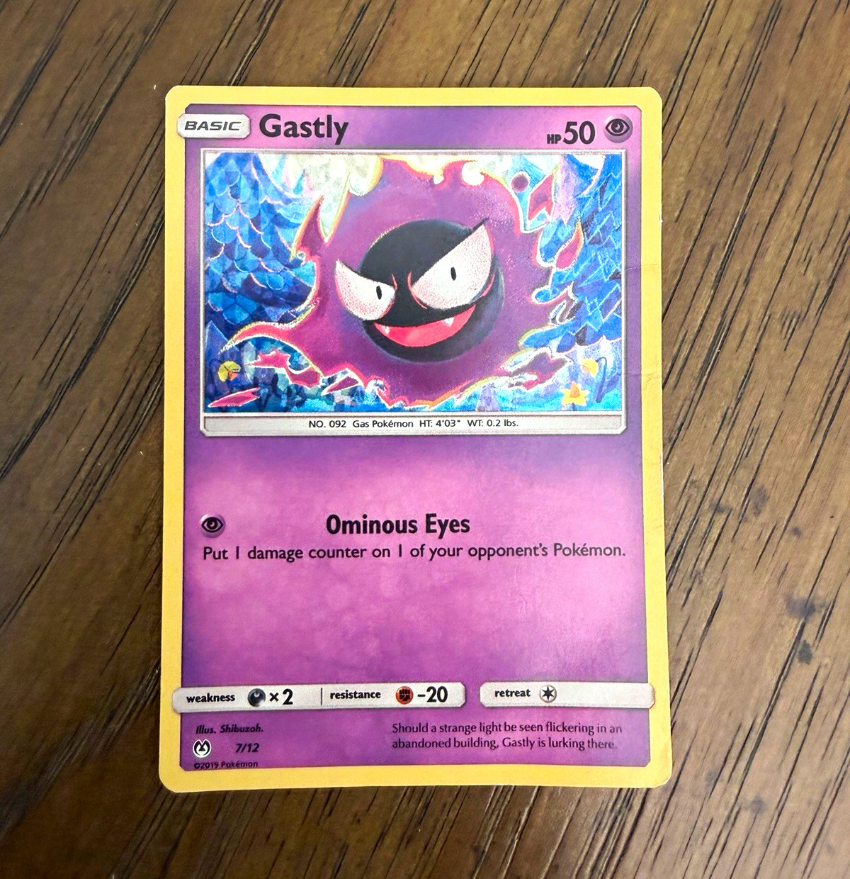 Pokemon TCG Gastly 007/012 McDonald's 2019 Promo Holo 50HP English
