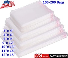 Resealable OPP Bags 1 Mil Thick - 7 Sizes, Crystal Clear Self Adhesive Poly Bags