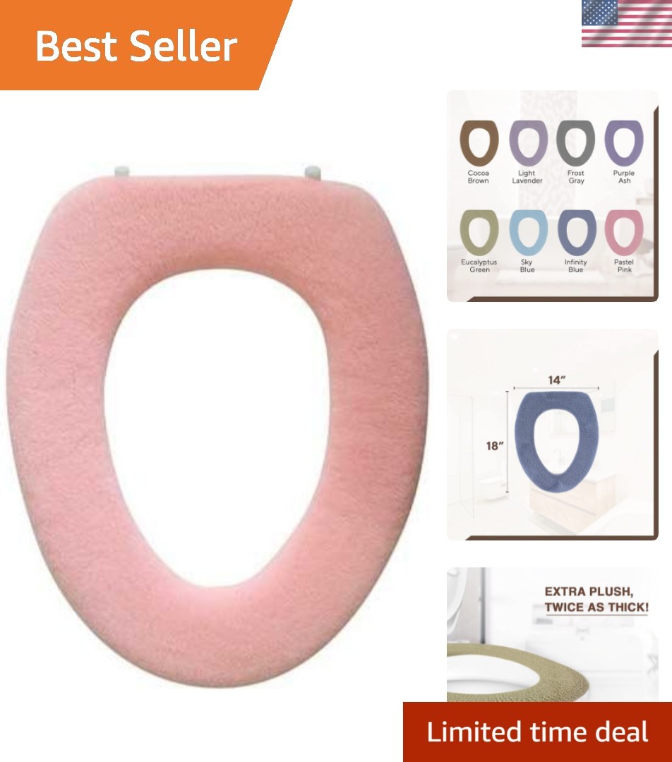 Cover - Plush & Thick Fabric Toilet Seat Warmer For Round & 