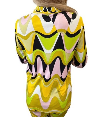 EMILIO PUCCI Vintage Logo Multicolor Shirt Pants Set #38 Button