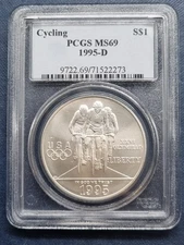 1995 D One Dollar Silver Commemorative CYCLING - PCGS MS69 - #92450