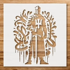 Knight Male Silhouette Wall Art Stencil in Graffiti Tags - StencilAir