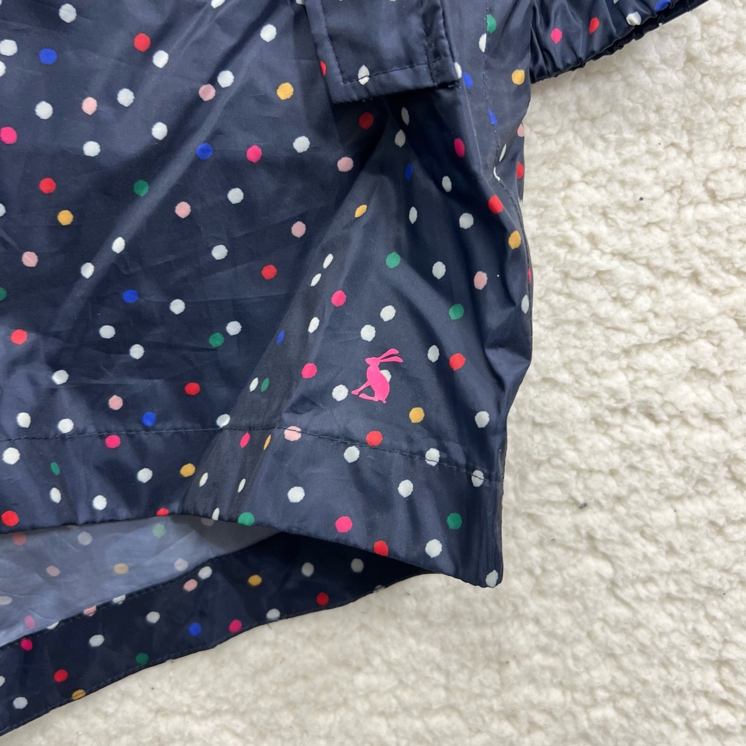 Joules Women’s Right As Rain Navy Polka Dot Waterproof Hooded Jacket Size US 4 image 4