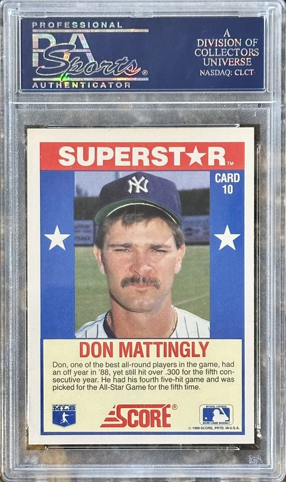 1989 Score SUPERSTAR #10 Don Mattingly PSA 9 Mint Only 2 PSA10! - Image 2 of 2
