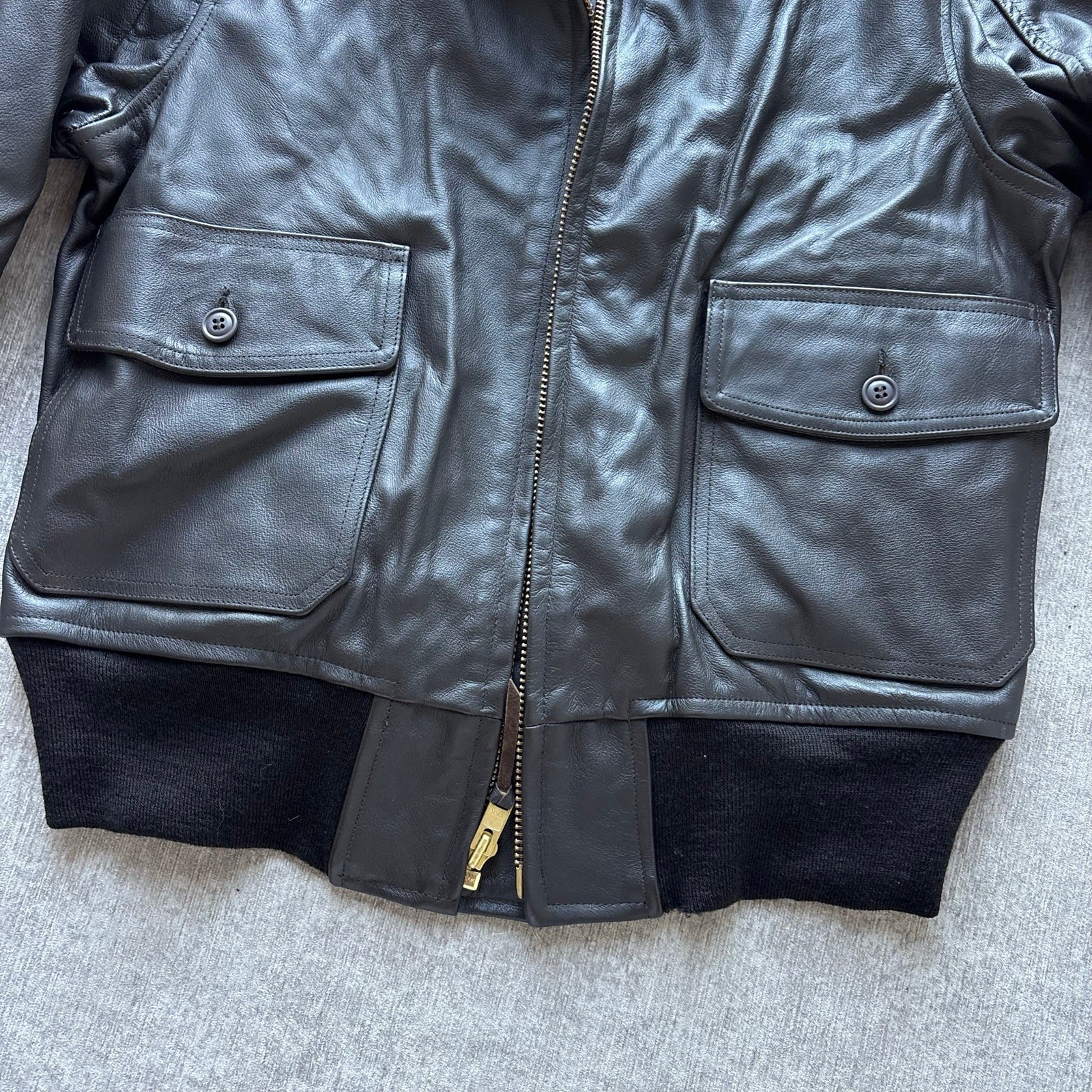 Genuine Men’s US Navy Brown Leather Flight Jacket - image 2