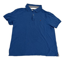 Tommy Hilfiger Mens Polo Shirt Medium Blue Short Sleeve Cotton Flag Logo Classic