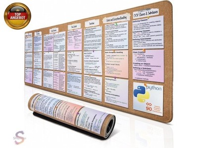 Generic Codierungsmatten Python Spickzettel Mauspad für Anfänger, P