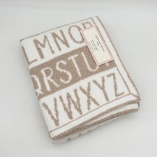 Cupcakes Cashmere ABC Jacquard Beige/Tan White Alphabet Baby Blanket NEW