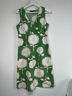 Boden Womens Green White Floral Sleeveless Cotton Shift Dress 10L V-Neck  WH133 | eBay