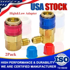 2X AC Auto Manifold Gauge Hose Conversion Quick High&Low Adapter Fitting Coupler