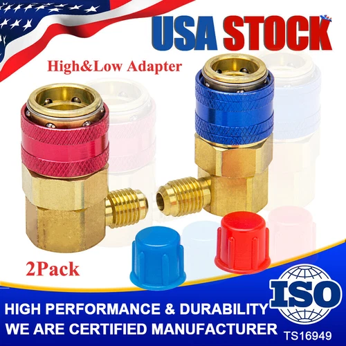 2X AC Auto Manifold Gauge Hose Conversion Quick High&Low Adapter Fitting Coupler