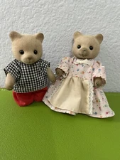 Vintage 1980s Animal Couple Male & Female Bears Cats flocked Figures Barenwald