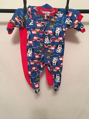  Gerber 2-Pack Boys Firetruck Toddler Blanket Sleepers 6 months Red No package 