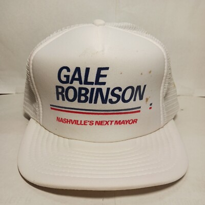 Vintage Gale Robinson Nashville's Next Mayor White Trucker Hat Speedway Cap