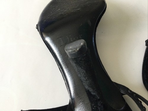 Stunning Pair Of Christian Dior Black Diamanté Logo Strappy Heels Sandals 35 1/2 - Picture 13 of 24