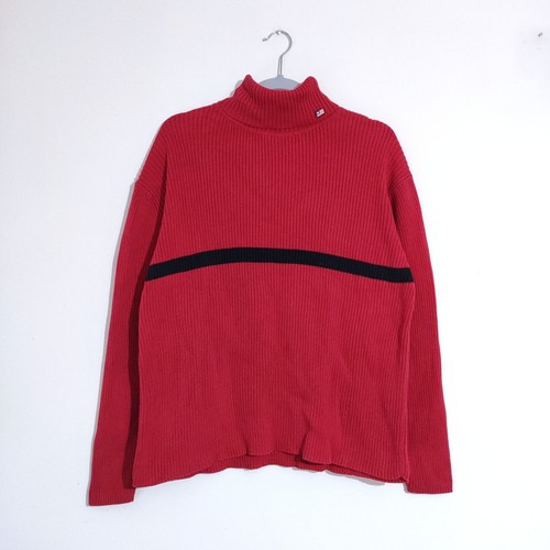 Ralph Lauren Polo Jeans Co Rot Rollkragen Pullover XL Vintage Baumwolle Flagge Logo - Bild 2 von 8