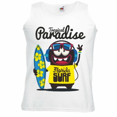 Tank Top TROPICAL PARADISE FLORIDA SURF SURFEN BEACH SURFBRETT LONGBOARD
