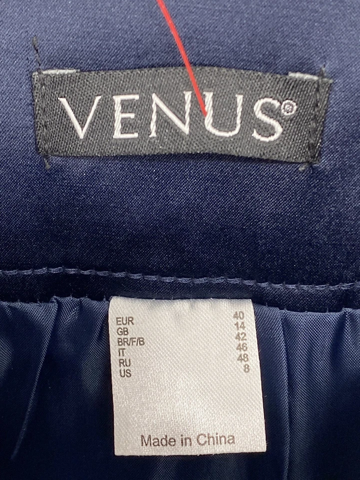 Venus Navy Blue Satin Back Zip Straight Skirt Women’s Size 8 - Image 3 of 4