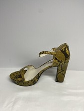 Anne Klein Vaughn Gold Black Snake Print High Heels Ankle Strap Shoes 9