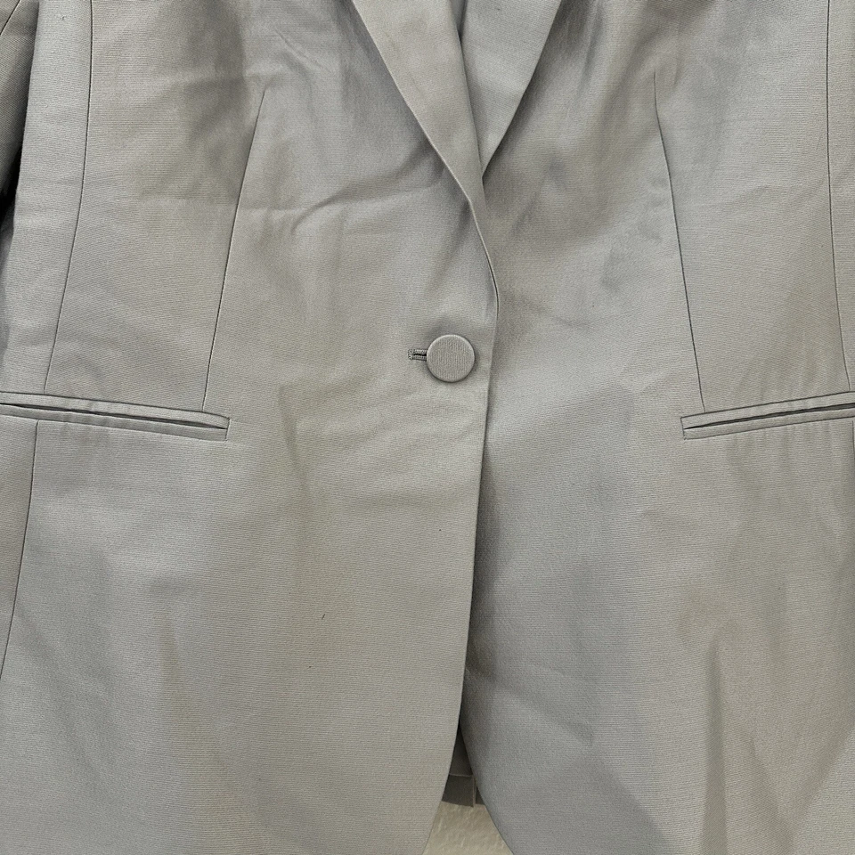 Chaqueta Blazer Talbots Gris Plata Metálica Carrera Talla 14 Mezcla de Algodón Seda Foto 4 de 4